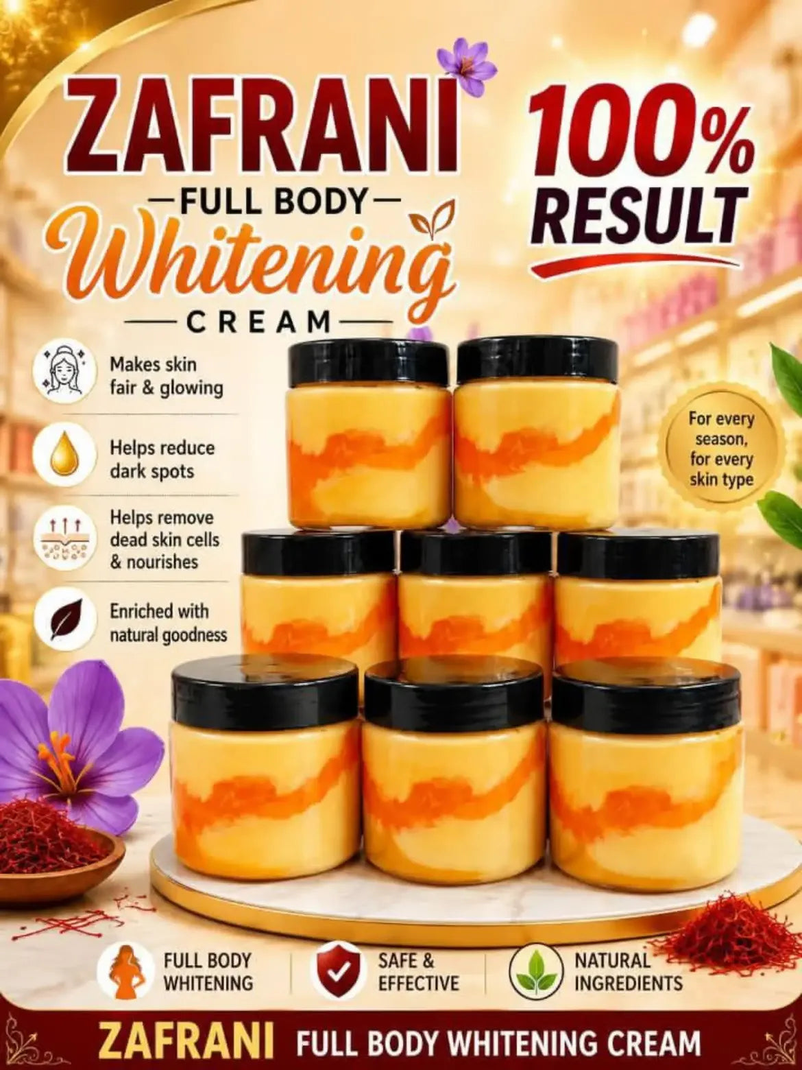 Zafrani Whitening Serum Cream Essential Skincare Accessory For Daily Life 250g