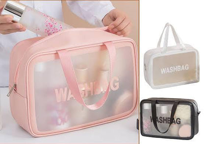 Travel Makeup Bag Clear Waterproof – Portable Transparent Wash Bag for Cosmetics & Essentials