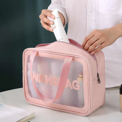 Travel Makeup Bag Clear Waterproof – Portable Transparent Wash Bag for Cosmetics & Essentials