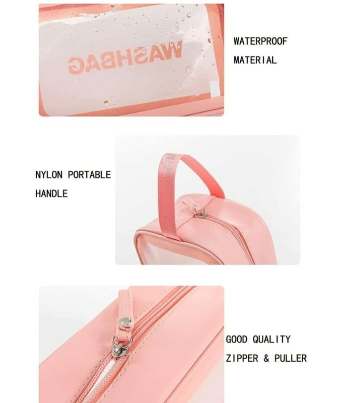 Travel Makeup Bag Clear Waterproof – Portable Transparent Wash Bag for Cosmetics & Essentials